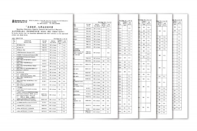 Hazrous Subtances Chemical Contents Declaration & Warranty